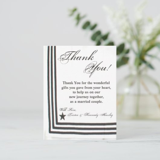 4x5 FLATサンキューカードネイビーサマードレスホワイトU サンキューカード (スタンド正面)