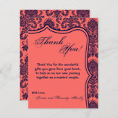 4x5 FLATサンキューカードネイビーブルーコーラダマスレース サンキューカード (正面/裏面)