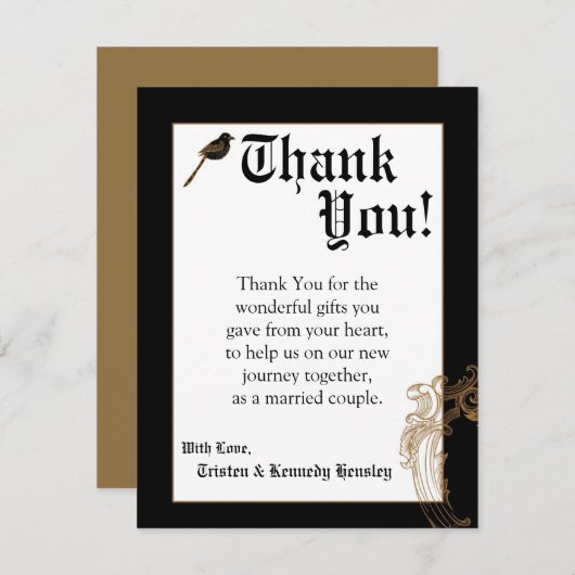 4x5 FLATサンキューカードフォーマルラブバードハト サンキューカード (正面/裏面)