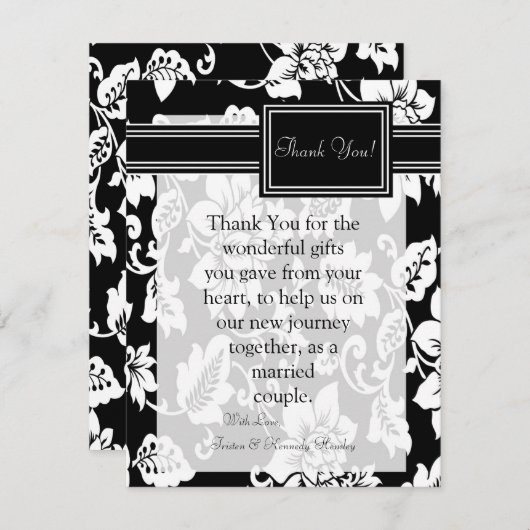 4x5 FLATサンキューカードブラック&ホワイトフィリグリー サンキューカード (正面/裏面)