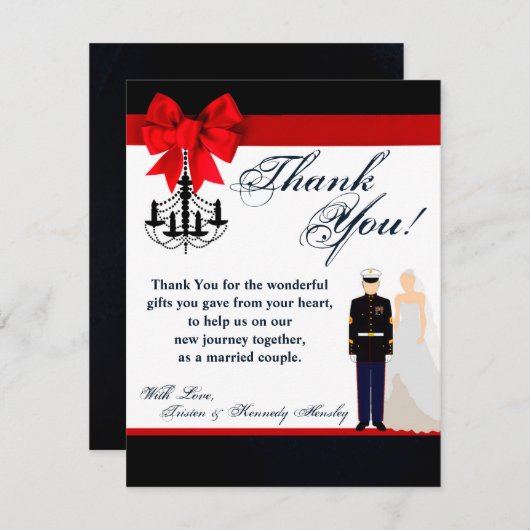 4x5 FLATサンキューカードマリンユニフォーム新郎新婦 サンキューカード (正面/裏面)