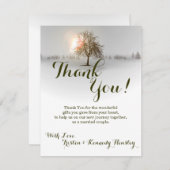 4x5 FLATサンキューカード冬サンセットツリー雪 サンキューカード (正面/裏面)