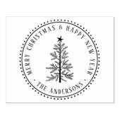 4X5 Merry Christmas & Happy New Year Elegant ラバースタンプ (インプリント)