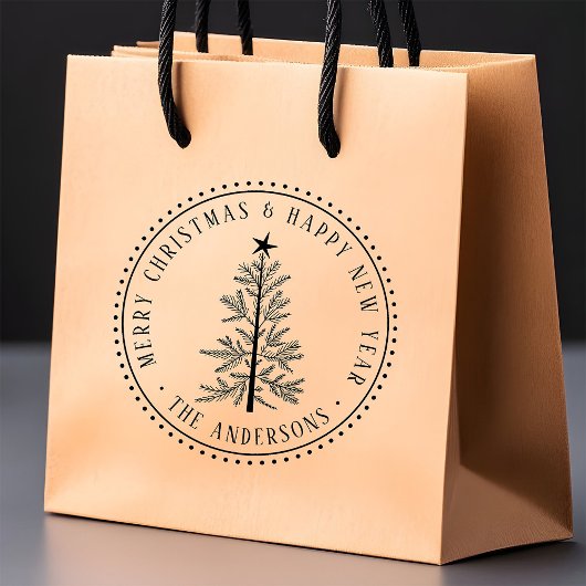 4X5 Merry Christmas & Happy New Year Elegant ラバースタンプ