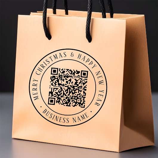 4X5 Merry Christmas & Happy New Year QR Code ラバースタンプ