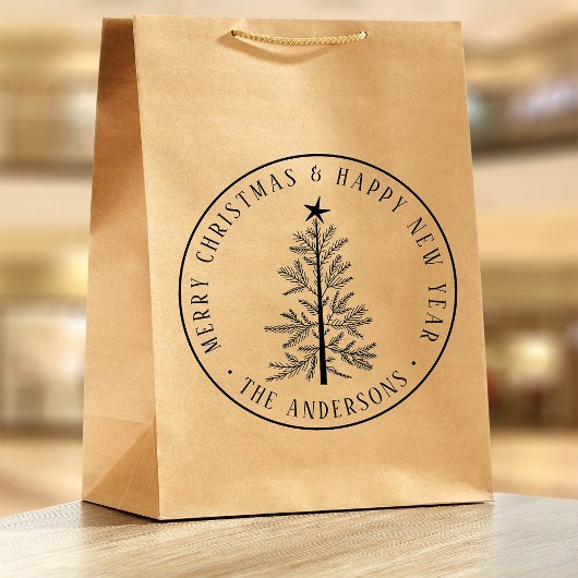 4X5 Merry Christmas & Happy New Year Rustic ラバースタンプ