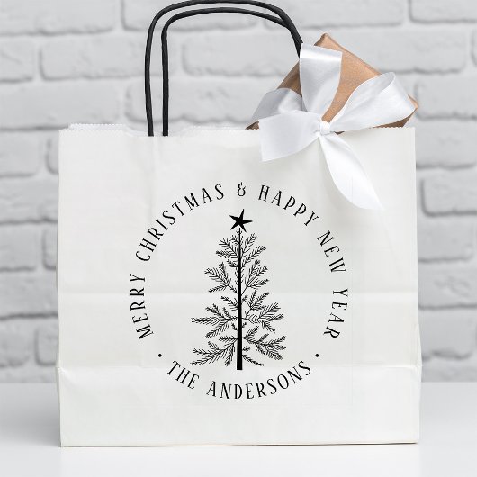 4X5 Merry Christmas & Happy New Year Simple ラバースタンプ