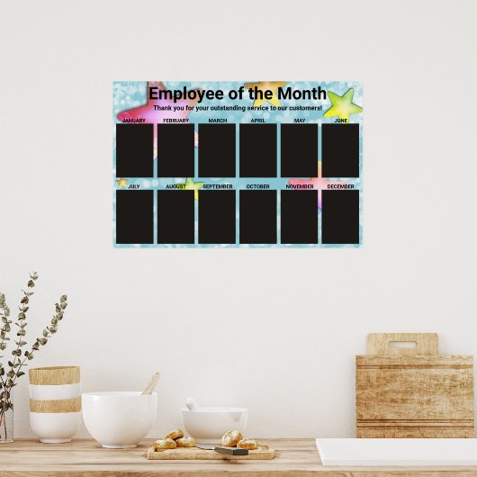 4x6の写真の月のディスプレイのスター従業員 ポスター (キッチン)