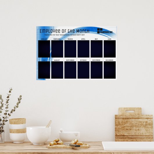 4x6の写真の月表示の技術従業員 ポスター (キッチン)
