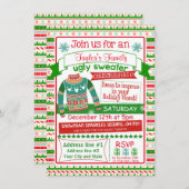 4x6クリスマスのパーティの招待状カード醜いセーター 招待状 (正面/裏面)