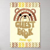 4x6ゲストブックボホウッドランドベア誕生日 ポスター (正面)