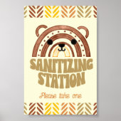 4x6サニタイザステーションボホーウッドランドベア誕生日 ポスター (正面)