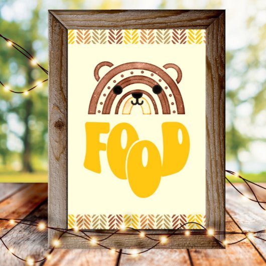 4x6フードステーションボホーウッドランドベア誕生日 ポスター