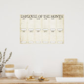 4x6写真の月表示の従業員 ポスター (キッチン)