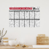 4x6写真の月表示の従業員 ポスター (キッチン)