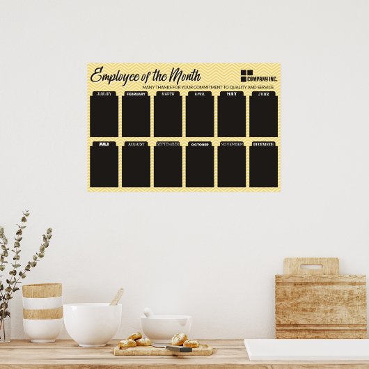 4x6写真の月表示の従業員 ポスター (キッチン)