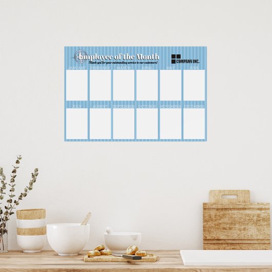 4x6写真の月表示の従業員 ポスター (キッチン)