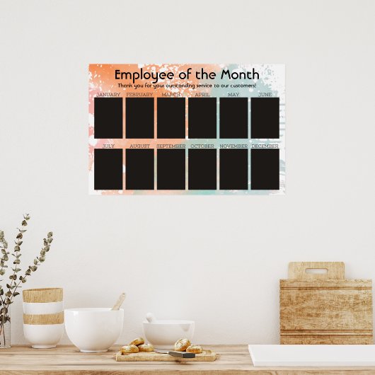 4x6写真の月表示の従業員 ポスター (キッチン)