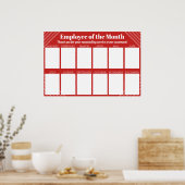 4x6写真の月表示の従業員 ポスター (キッチン)
