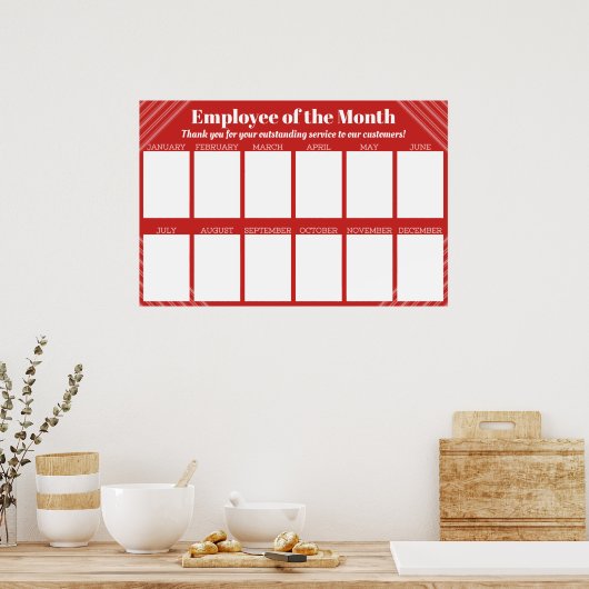 4x6写真の月表示の従業員 ポスター (キッチン)