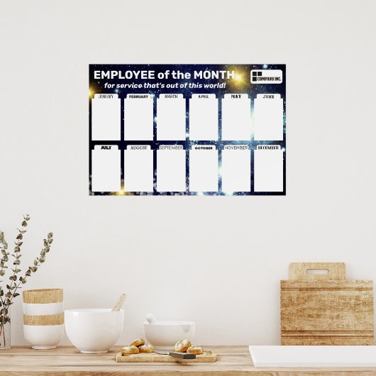 4x6写真の月表示の従業員 ポスター (キッチン)