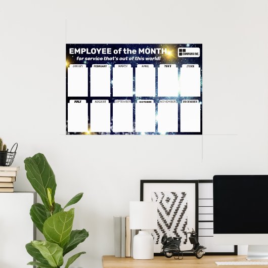 4x6写真の月表示の従業員 ポスター (ホームオフィス)