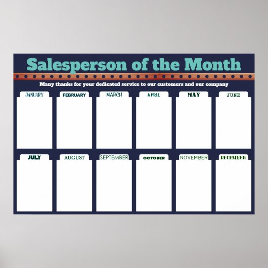 4x6写真の月表示の従業員 ポスター (正面)