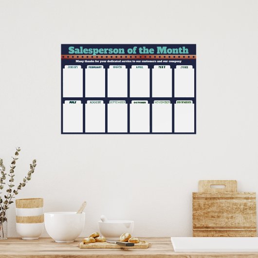 4x6写真の月表示の従業員 ポスター (キッチン)