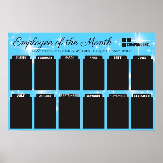 4x6写真の月表示の従業員 ポスター (正面)