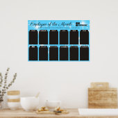 4x6写真の月表示の従業員 ポスター (キッチン)