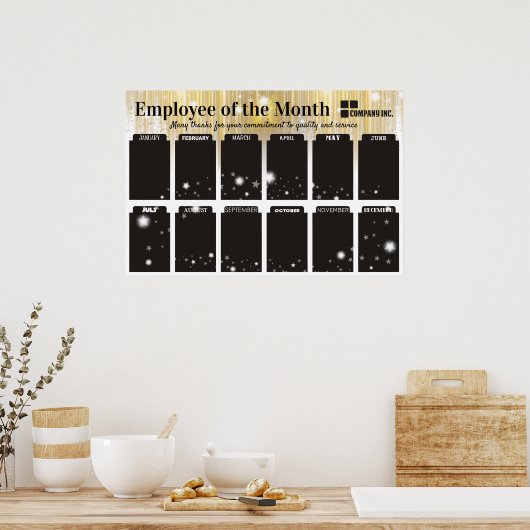 4x6写真の月表示の従業員 ポスター (キッチン)