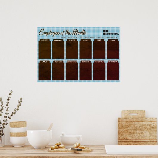 4x6写真の月表示の従業員 ポスター (キッチン)