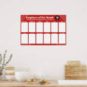 4x6写真の月表示の従業員 ポスター (キッチン)
