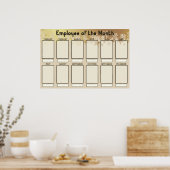 4x6写真の月表示の従業員 ポスター (キッチン)