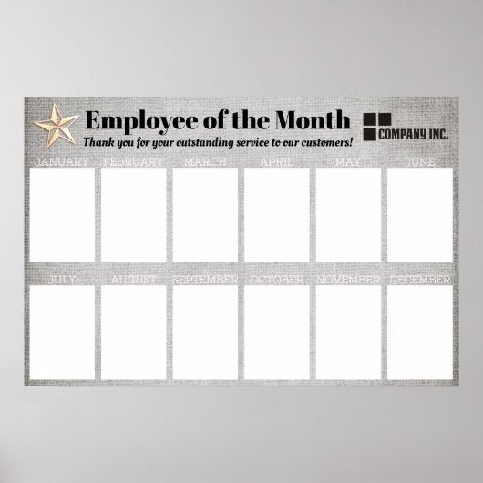 4x6写真の月表示の従業員 ポスター (正面)
