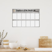 4x6写真の月表示の従業員 ポスター (キッチン)