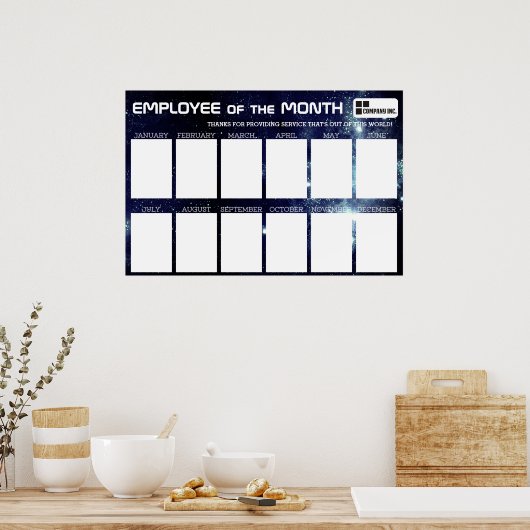 4x6写真の月表示の従業員 ポスター (キッチン)