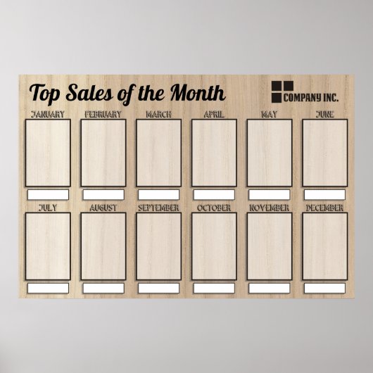 4x6写真の月表示の従業員 ポスター (正面)