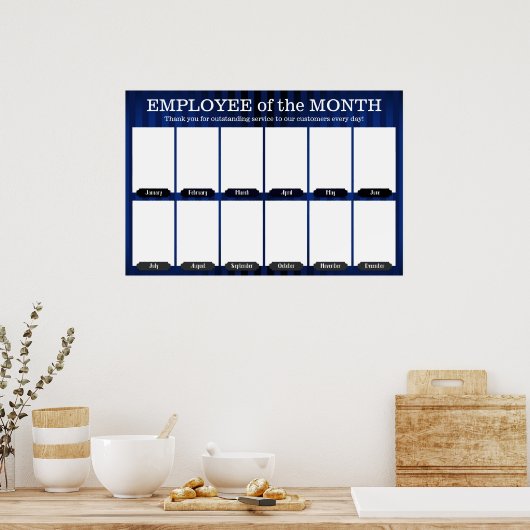 4x6写真の月表示の従業員 ポスター (キッチン)