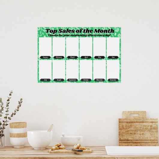 4x6写真の月表示の従業員 ポスター (キッチン)