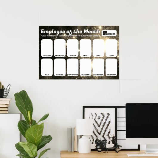 4x6写真認識表示の月の従業員 ポスター (ホームオフィス)