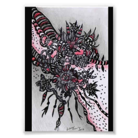 4x6 ACEO。アートプリント。赤と黒 フォトプリント (正面)