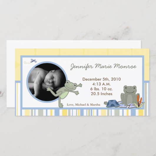 4x8うるうカエルのカメBee写真誕生のお知らせ 案内状 (正面/裏面)