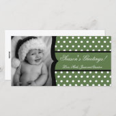 4x8オリーブホワイトポルカフレームPHOTOクリスマスカード シーズンカード (正面/裏面)