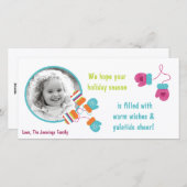 4x8カラーモダンミッテンPHOTOクリスマスカード シーズンカード (正面/裏面)