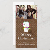 4x8クリスマス雪だるま冬雪PHOTOカード シーズンカード (正面/裏面)