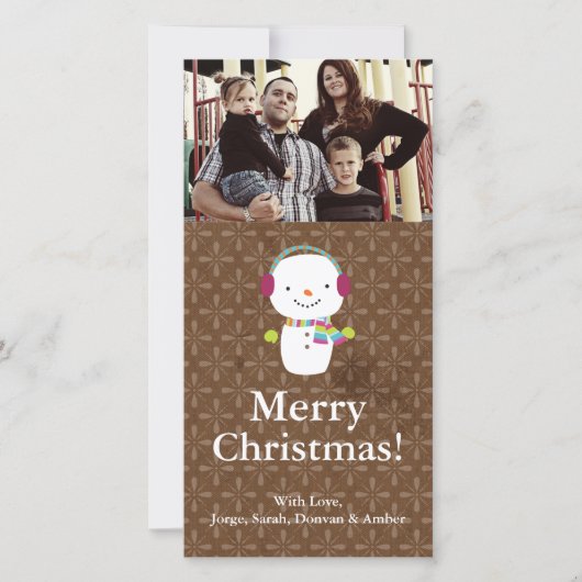 4x8クリスマス雪だるま冬雪PHOTOカード シーズンカード (正面)