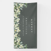 4'x8'グリーンスノーベリー+ユーカリ結婚の歓迎 横断幕 (縦)