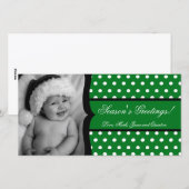 4x8グリーンホワイトポルカフレームPHOTOクリスマスカード シーズンカード (正面/裏面)