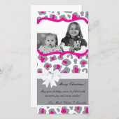 4x8グレーピンクチータフォトクリスマスカード シーズンカード (正面/裏面)